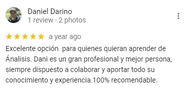 Agradecimiento a Dani Pérez por la formación